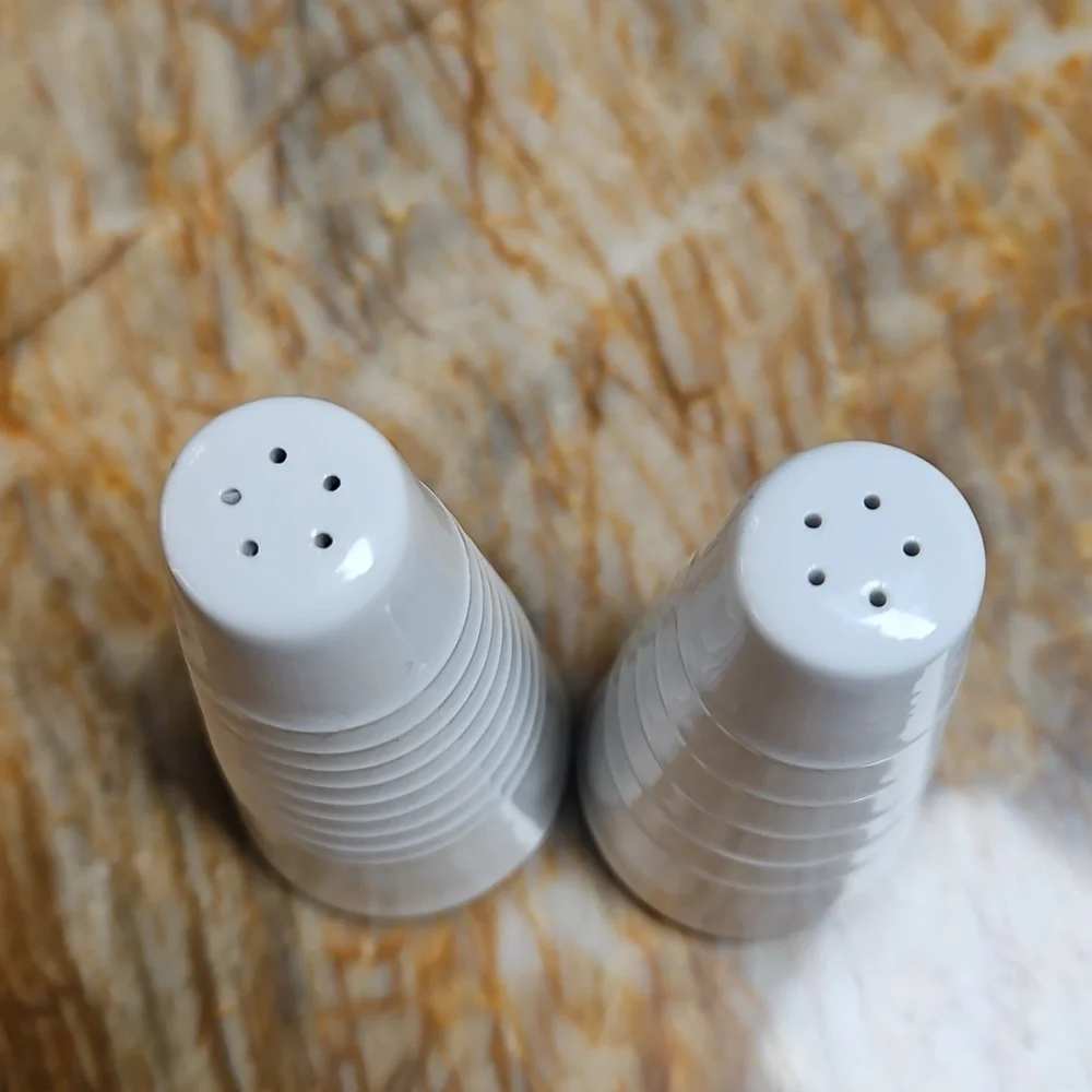 Vintage White Cone Shaped Ceramic Salt and Pepper Shakers